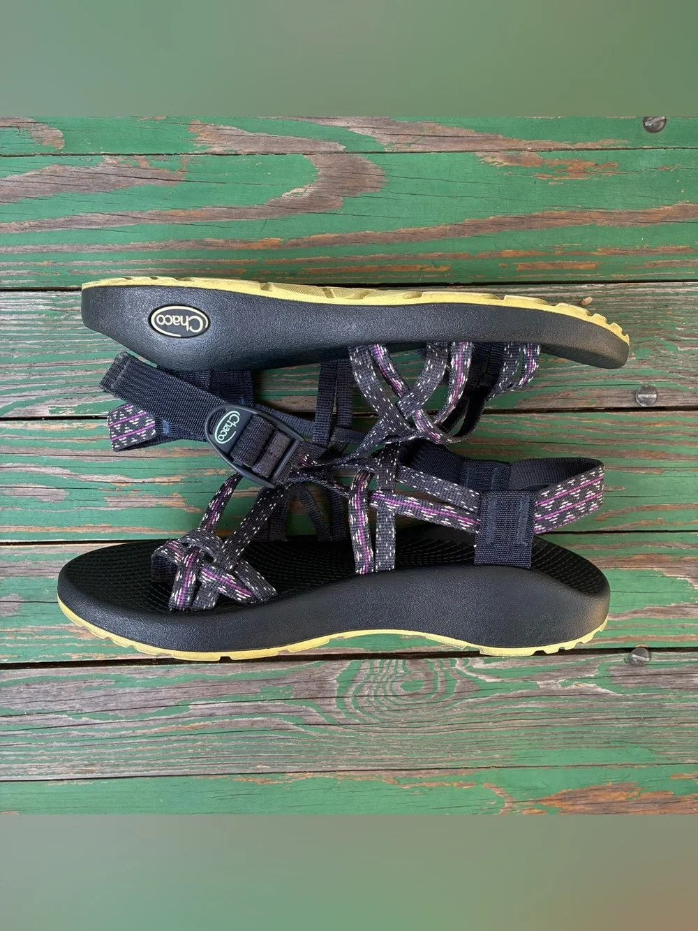 Chaco ZX/2 Classic Sandals Black Purple Womens Sz 8 Beach Hiking ActiveWear